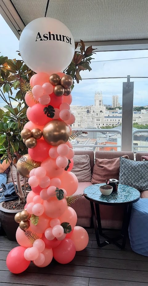 columna de globos orgánicos personalizado con logo